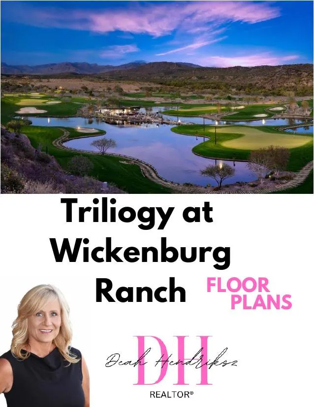 Cover of the Trilogy at Wickenburg Ranch Floor Plans booklet showing a desert golf course and mountains