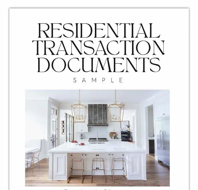 Cover of the Residential Transaction Documents sample form book with a white kitchen photo