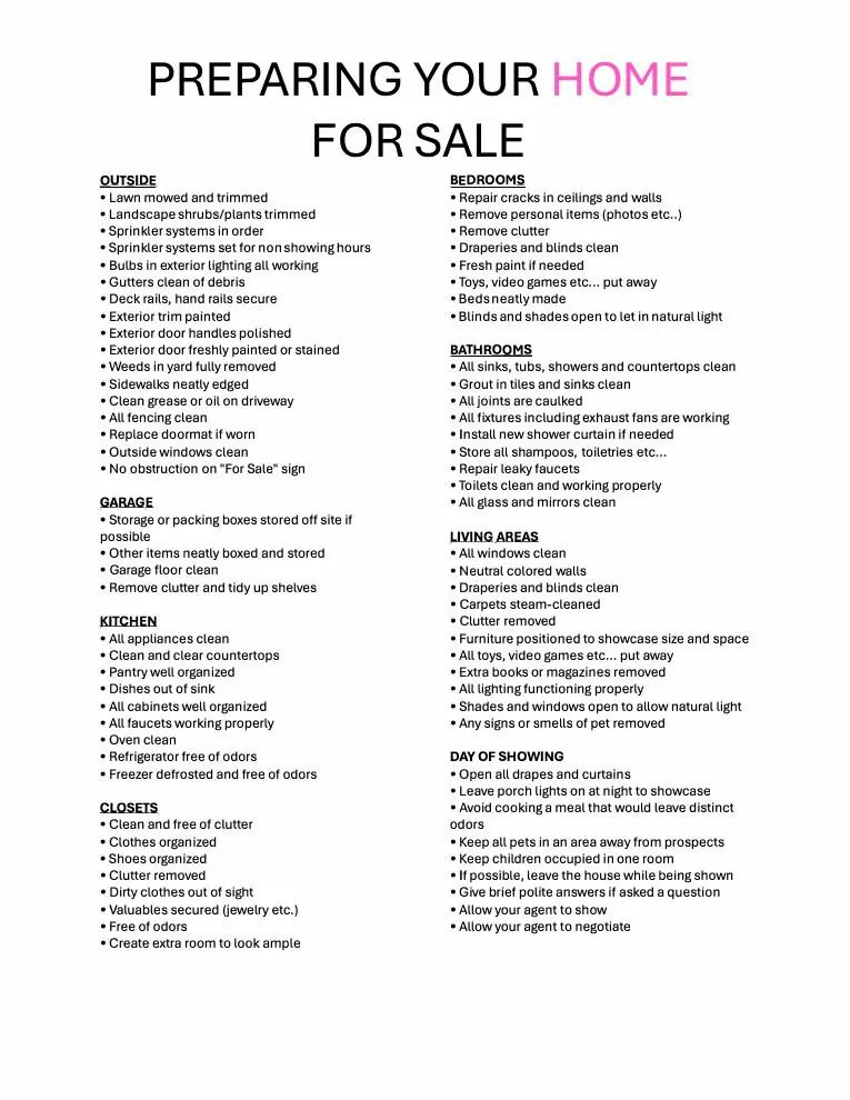 Page from the Deah Hendriksz Seller Guide, Preparing Your Home for Sale