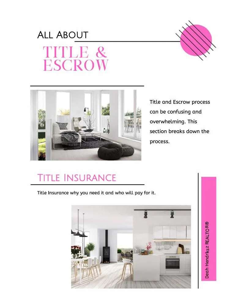Page from the Deah Hendriksz Seller Guide, All About Title and Escrow