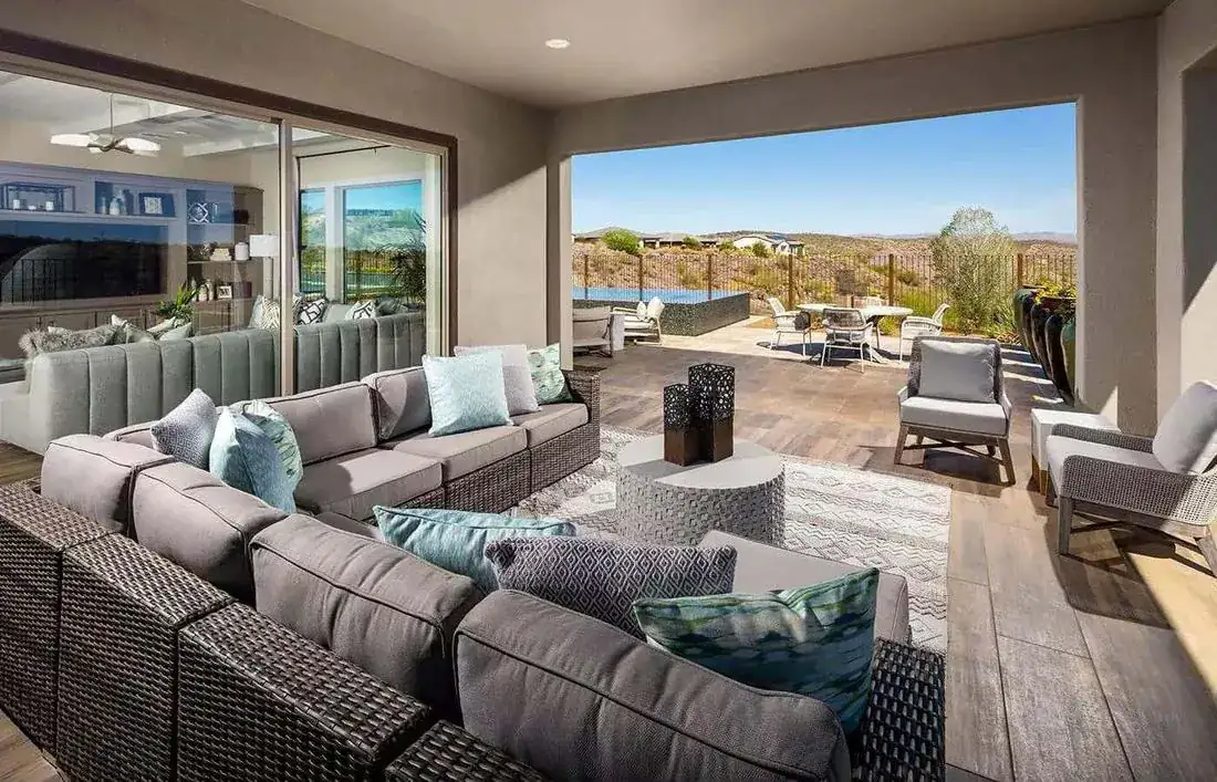 Covered patio and great room view